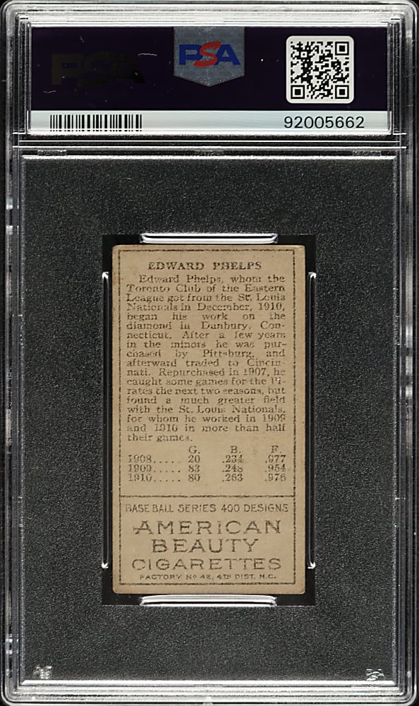 1911 T205 Gold Border Edward Phelps PSA GOOD+ 2.5 - American Beauty Back