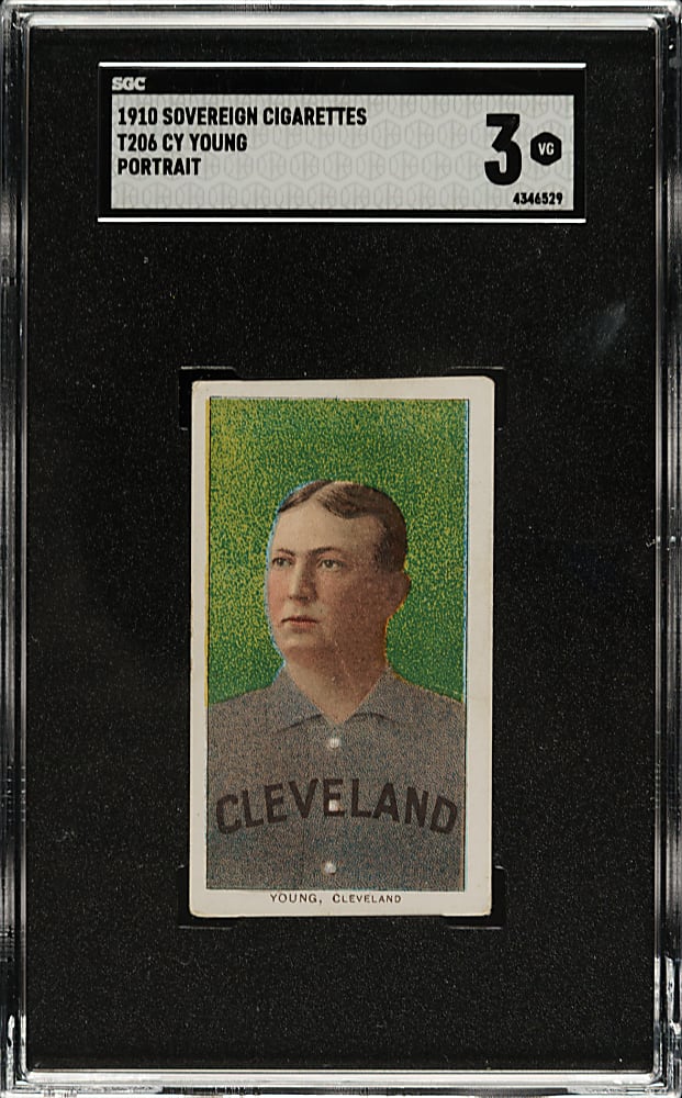 1909-1911 T206 White Border Cy Young Portrait SGC VG 3 - Sovereign 350 Back