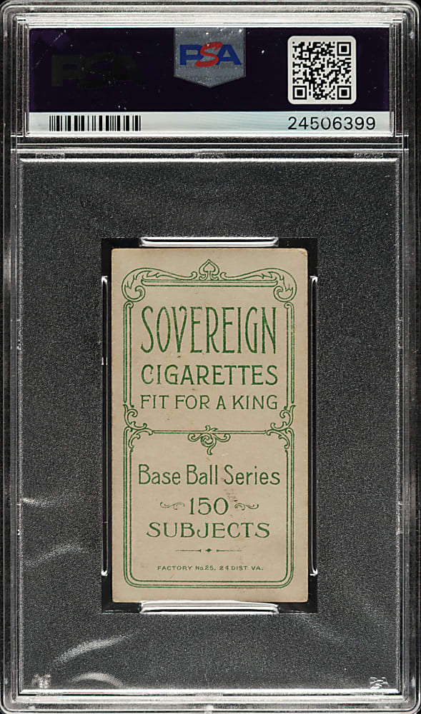 1909-1911 T206 White Border Jimmy Sheckard No Glove Showing PSA GOOD+ 2.5 - Sovereign 150 Back