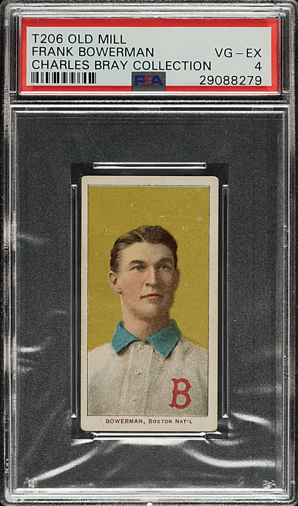 1909-1911 T206 White Border Frank Bowerman PSA VG-EX 4 - Old Mill Back (Charles Bray Collection)