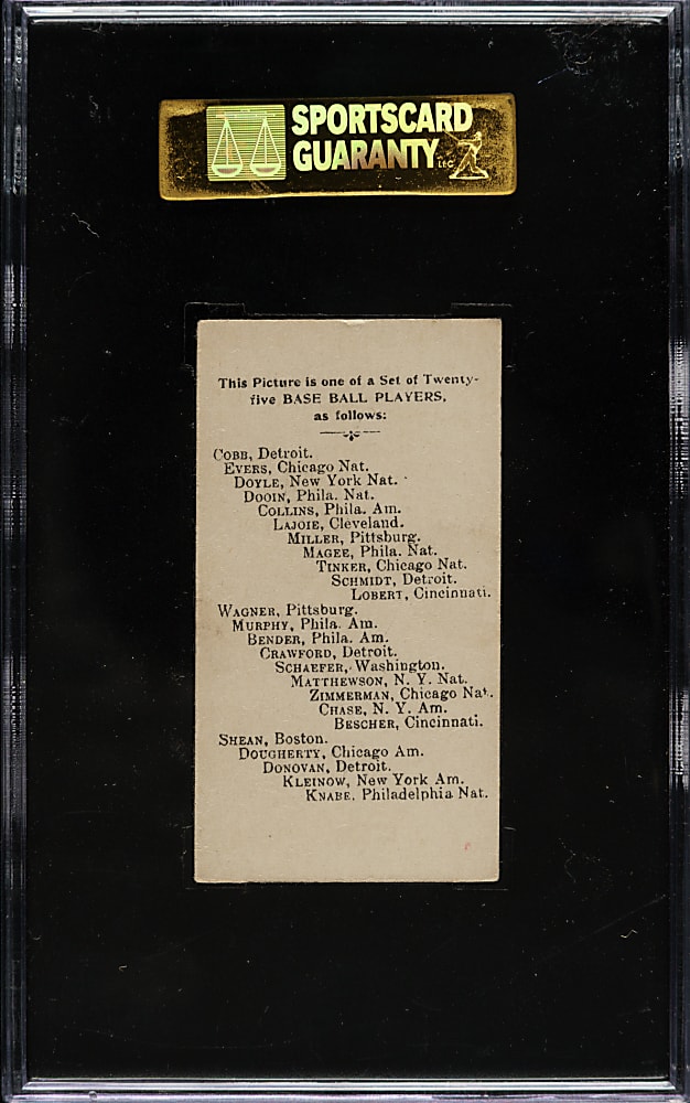 1909 E102 Anonymous "Set of 25" Nap Lajoie SGC EX 60