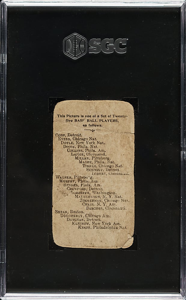 1909 E102 Anonymous "Set of 25" Honus Wagner Batting SGC POOR 1