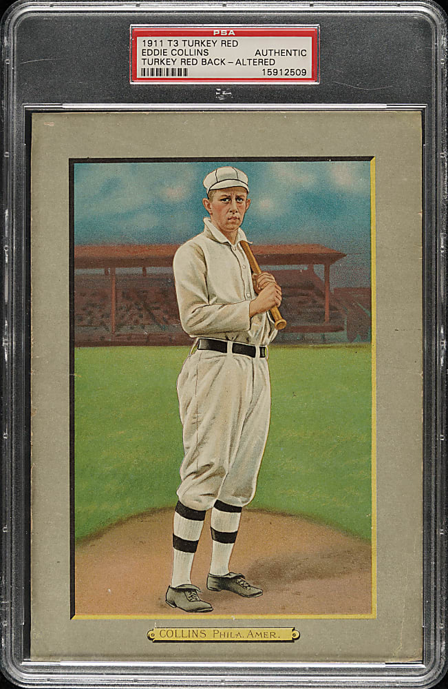 1911 T3 Turkey Red #87 Eddie Collins PSA Authentic - Advertising Back