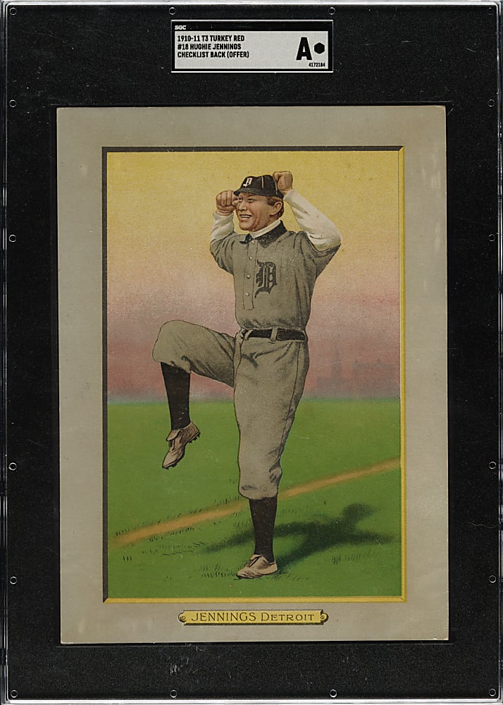 1911 T3 Turkey Red #18 Hughie Jennings SGC Authentic