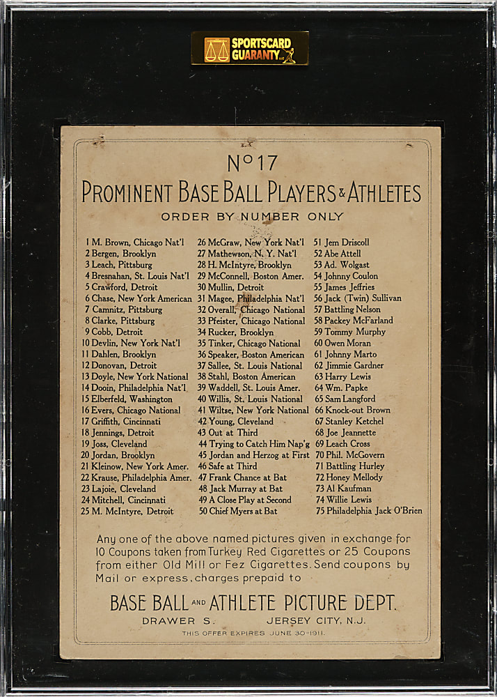 1911 T3 Turkey Red #17 Clark Griffith SGC POOR 10