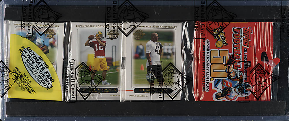 2005 Topps Football Unopened Rack Pack - Aaron Rodgers Rookie on Top - BBCE