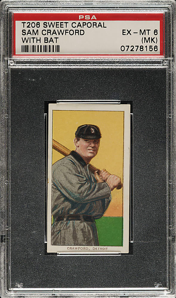 1909-1911 T206 White Border Sam Crawford with Bat PSA EX-MT 6 (MK)