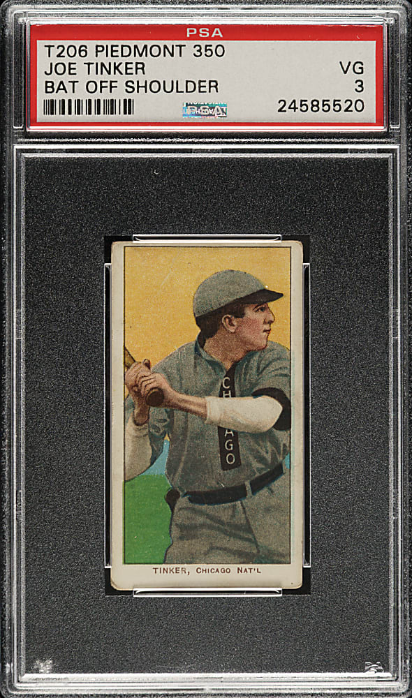 1909-1911 T206 White Border Joe Tinker Bat Off Shoulder PSA VG 3