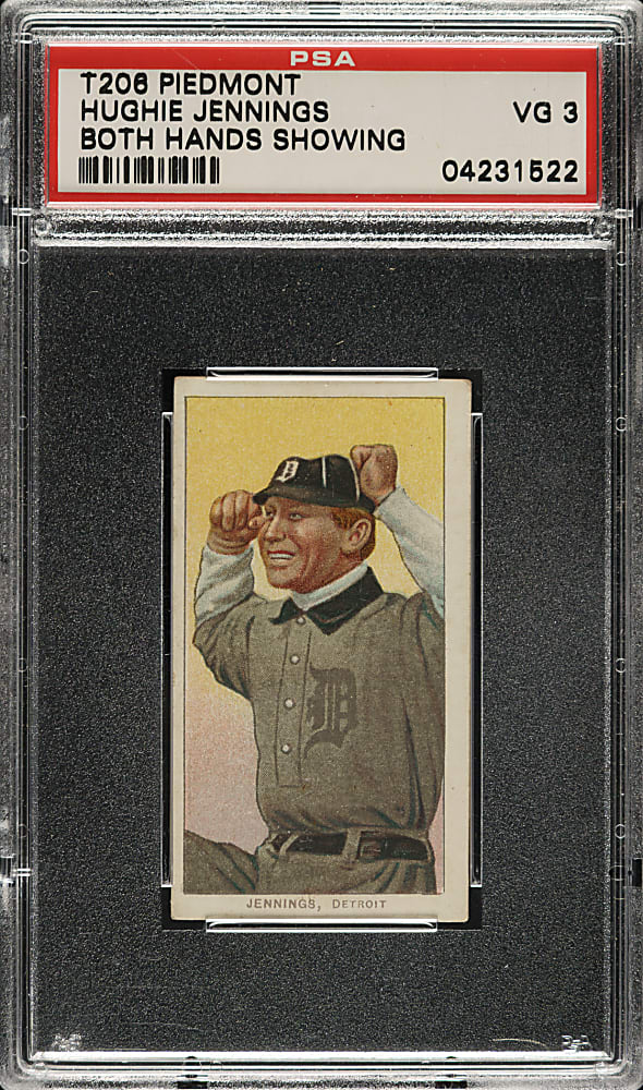 1909-1911 T206 White Border Hughie Jennings Both Hands Showing PSA VG 3