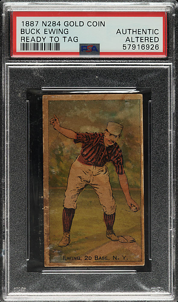 1887 N284 Buchner Gold Coin Buck Ewing Ready to Tag PSA Authentic