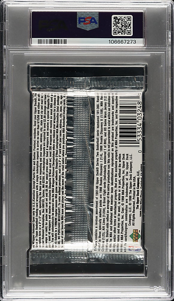 1997-1998 Upper Deck Basketball Second Series Unopened Foil Pack PSA MINT 9