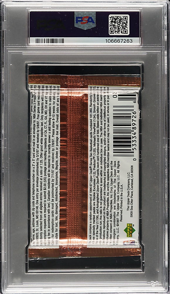 1996-1997 Upper Deck Basketball Second Series Unopened Retail Foil Pack PSA MINT 9