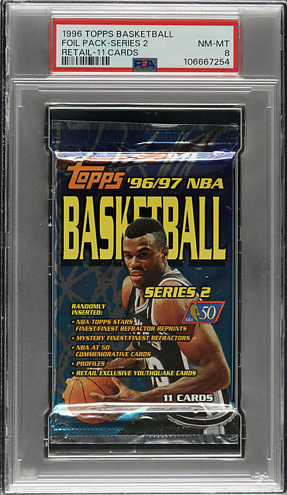 1996-1997 Topps Basketball Second Series Unopened Retail Foil Pack PSA NM-MT 8