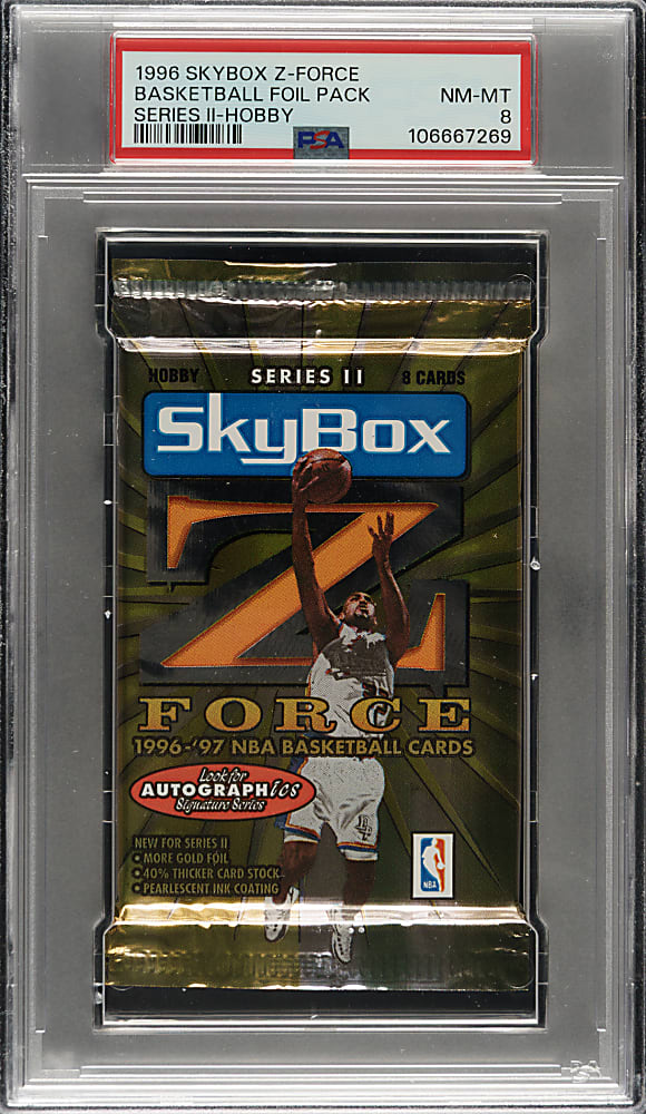1996-1997 Skybox Z-Force Basketball Second Series Unopened Hobby Foil Pack PSA NM-MT 8