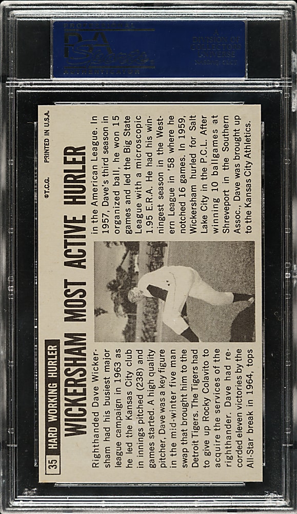 1964 Topps Giants #35 Dave Wickersham PSA GEM MINT 10