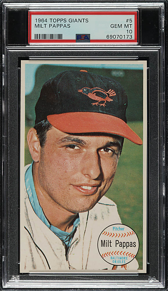 1964 Topps Giants #5 Milt Pappas PSA GEM MINT 10