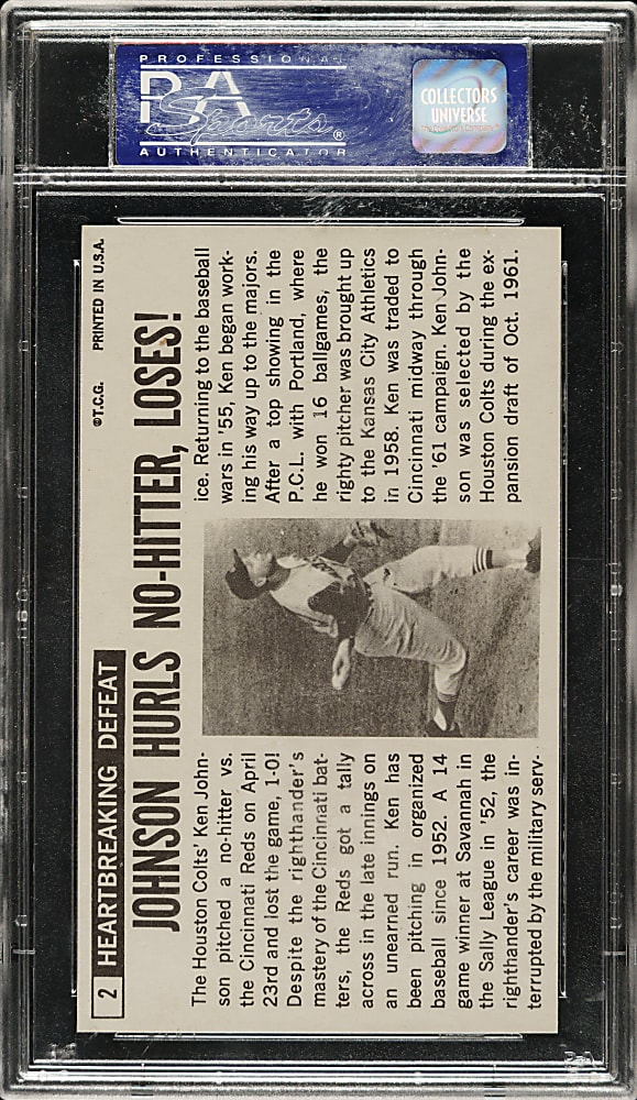 1964 Topps Giants #2 Ken Johnson PSA GEM MINT 10