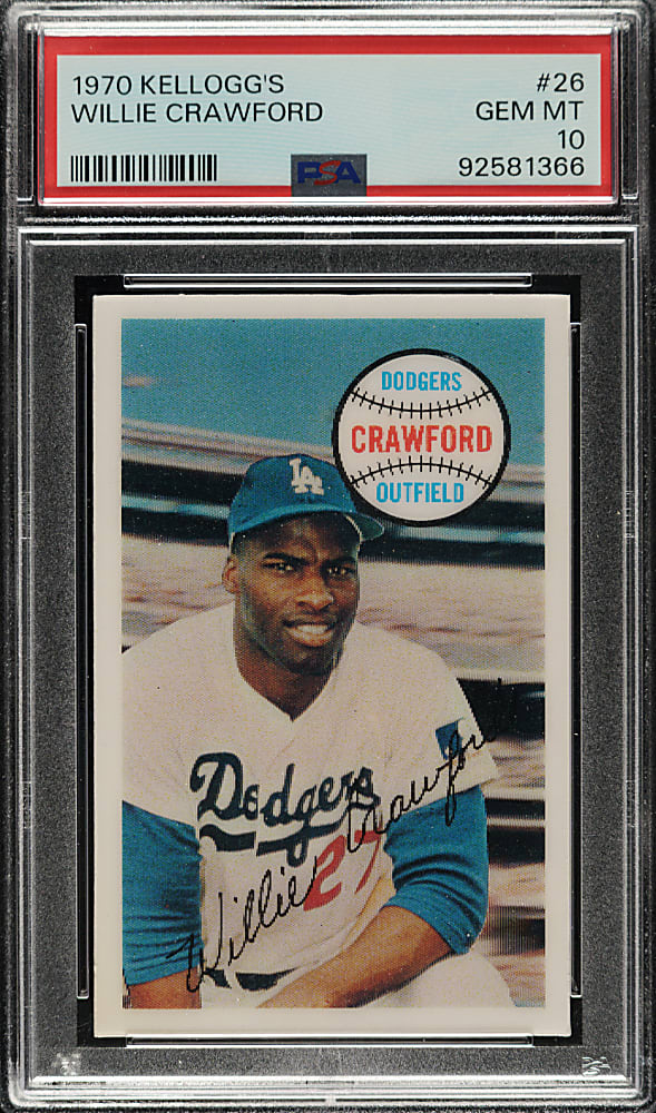 1970 Kellogg's #26 Willie Crawford PSA GEM MINT 10