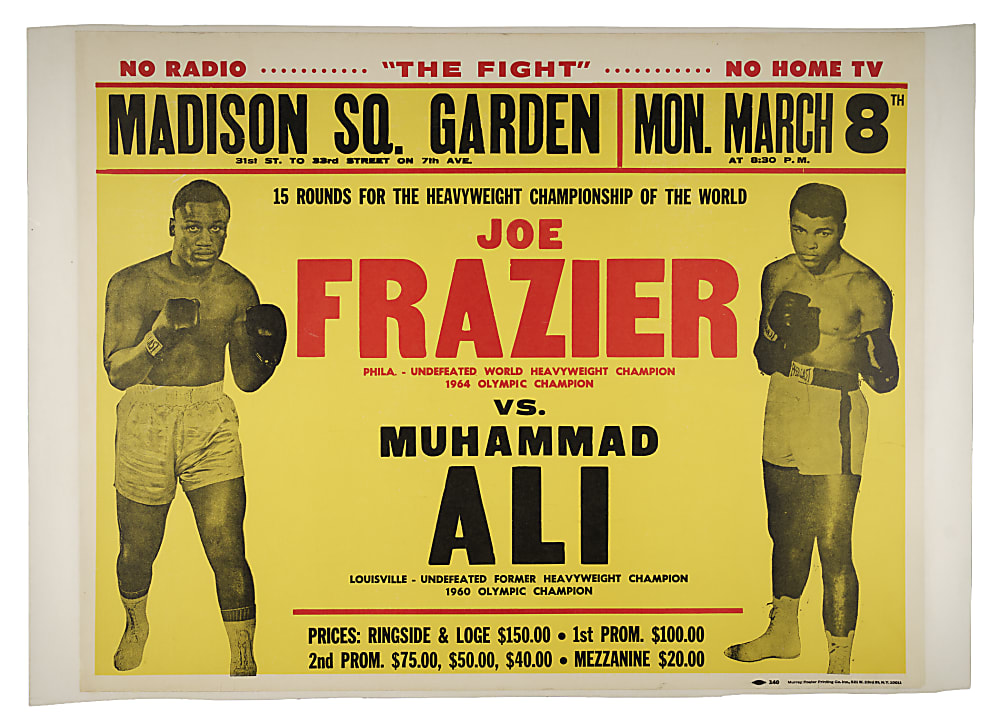 1971 Muhammad Ali vs. Joe Frazier "Fight of the Century" On-Site Fight Poster