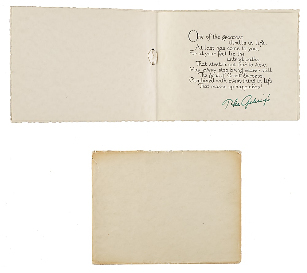 Circa 1930 Lou Gehrig Signed Graduation Card - PSA/DNA