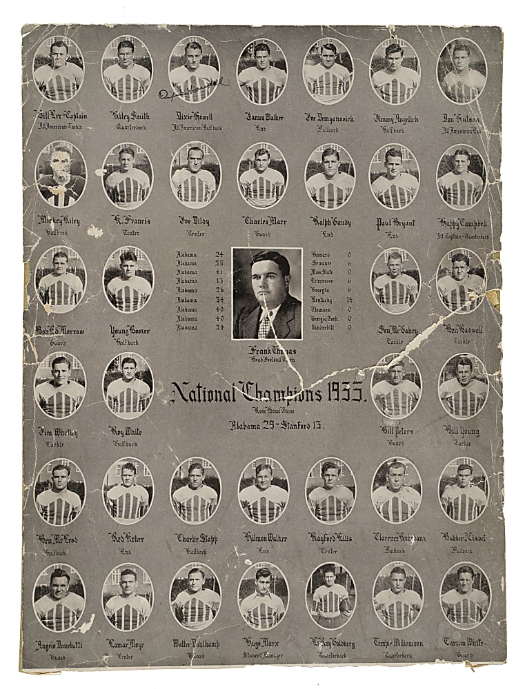 1934 Alabama Crimson Tide National Football Championship Team Composite Display with Don Hutson, Paul "Bear" Bryant, and Dixie Howell