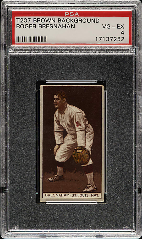 1912 T207 Brown Background Roger Bresnahan PSA VG-EX 4