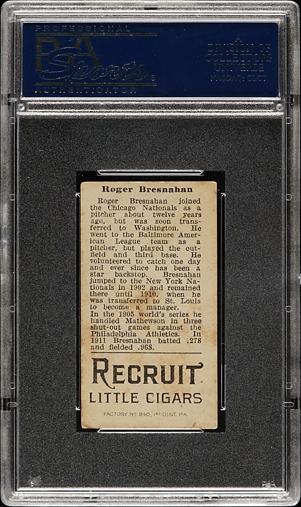 1912 T207 Brown Background Roger Bresnahan PSA VG-EX 4