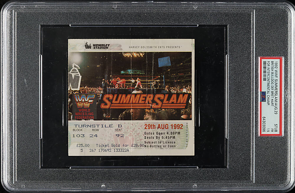 August 29, 1992 WWF SummerSlam Ticket Stub PSA FAIR 1.5