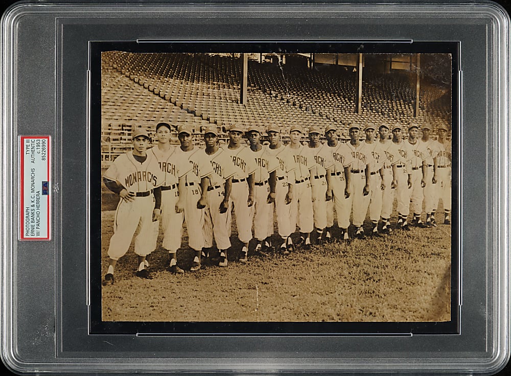 Circa 1953 Kansas City Monarchs Team Photograph with Ernie Banks and Pancho Herrera PSA/DNA Type III