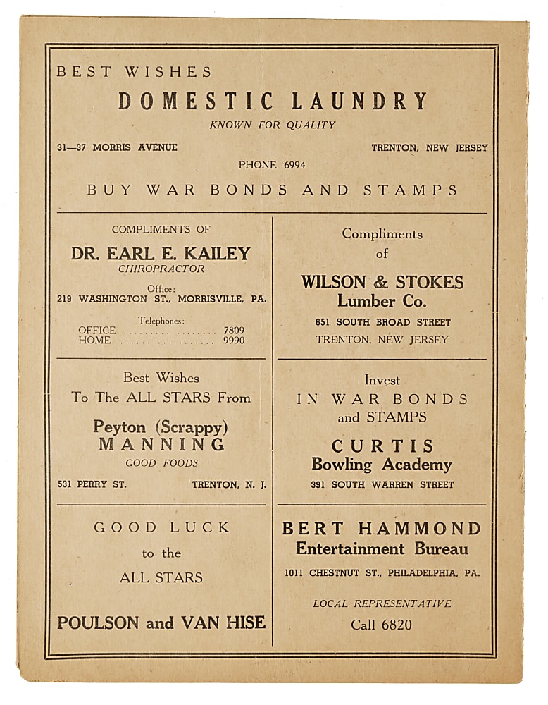 Circa 1940s "Minor League All Stars vs. Colored All Stars" Scorecard