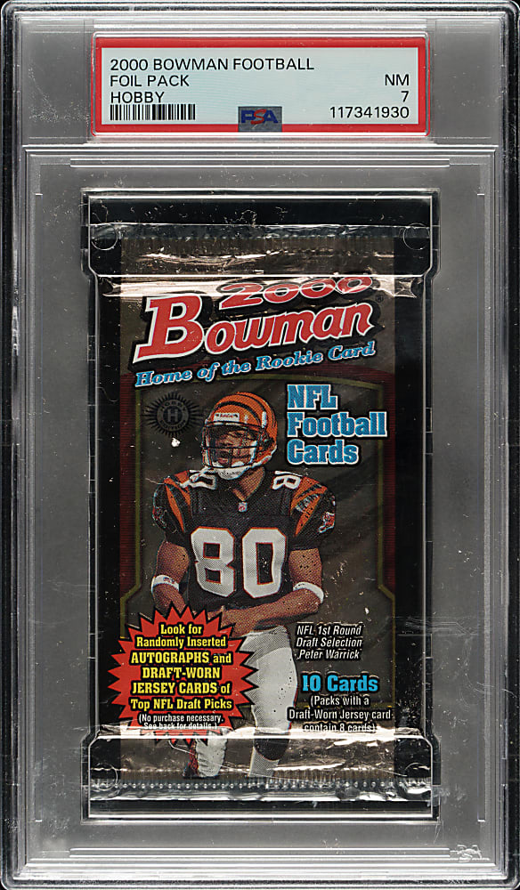 2000 Bowman Football Unopened Hobby Foil Pack PSA NM 7 - Tom Brady Rookie Year
