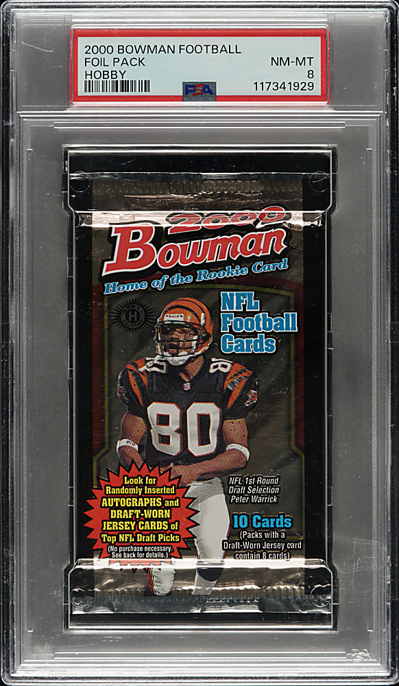 2000 Bowman Football Unopened Hobby Foil Pack PSA NM-MT 8 - Tom Brady Rookie Year