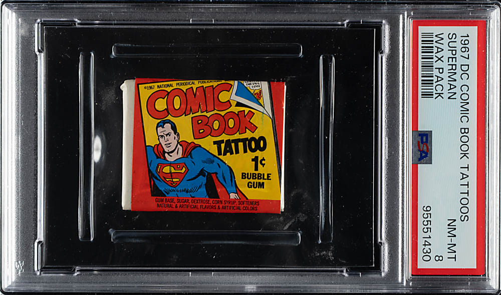 1967 DC Comic Book Tattoos Superman Unopened Wax Pack PSA NM-MT 8