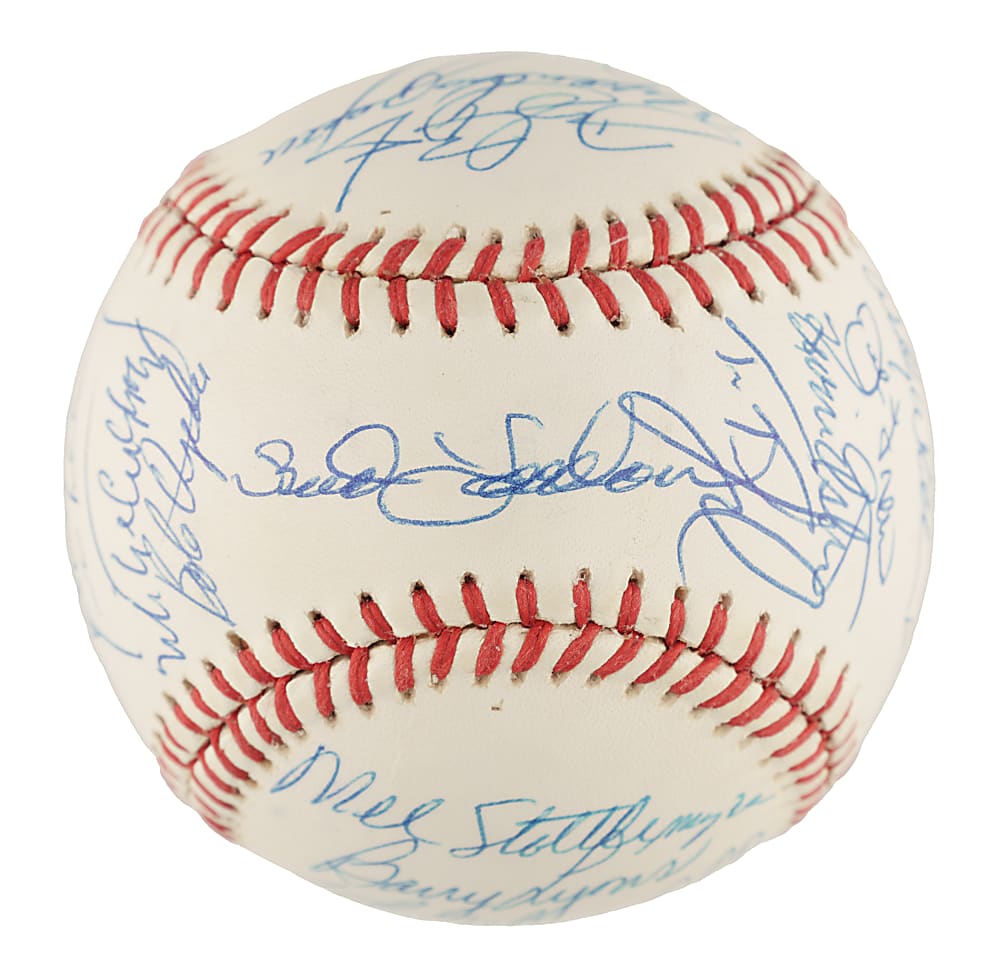 1990 New York Mets Team-Signed Baseball with Darryl Strawberry, Dwight Gooden, and David Cone - PSA/DNA