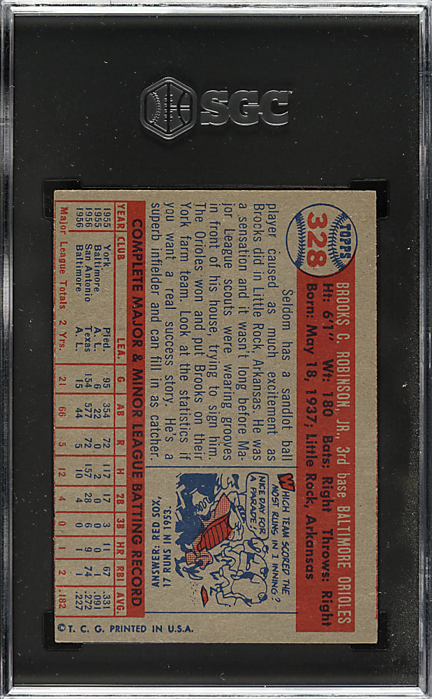 1957 Topps #328 Brooks Robinson Rookie SGC VG/EX 4
