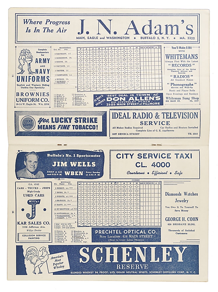 1946 Buffalo Bisons (vs. Montreal Royals) Program with Jackie Robinson in Lineup