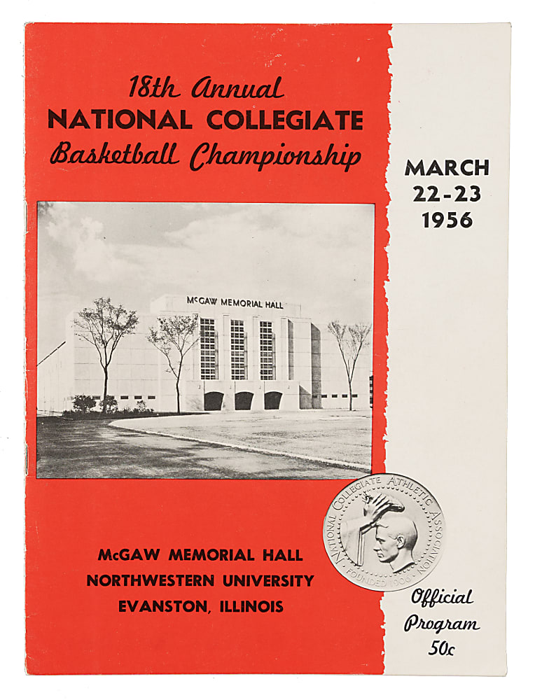 March 22-23, 1956 NCAA Basketball Championship Program with Bill Russell - Russell's Last College Game