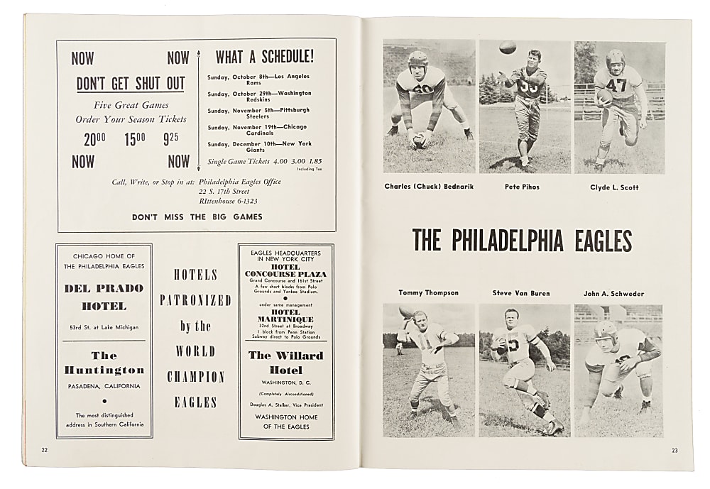 September 16, 1950 Philadelphia Eagles (vs. Cleveland Browns) Program - Cleveland Brown's First NFL Game and Championship Season!