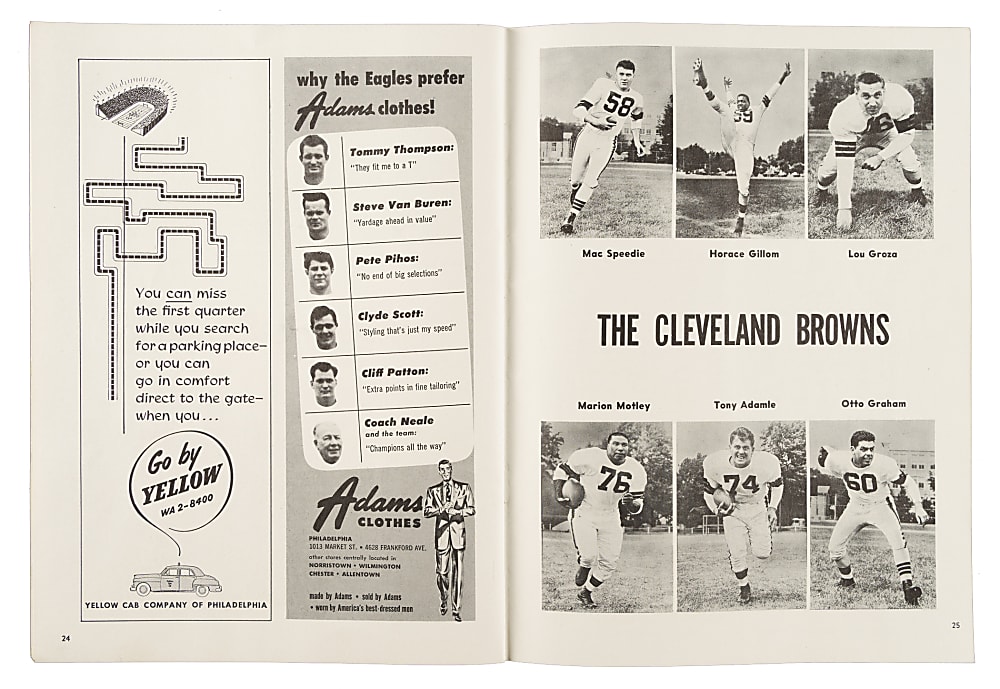 September 16, 1950 Philadelphia Eagles (vs. Cleveland Browns) Program - Cleveland Brown's First NFL Game and Championship Season!
