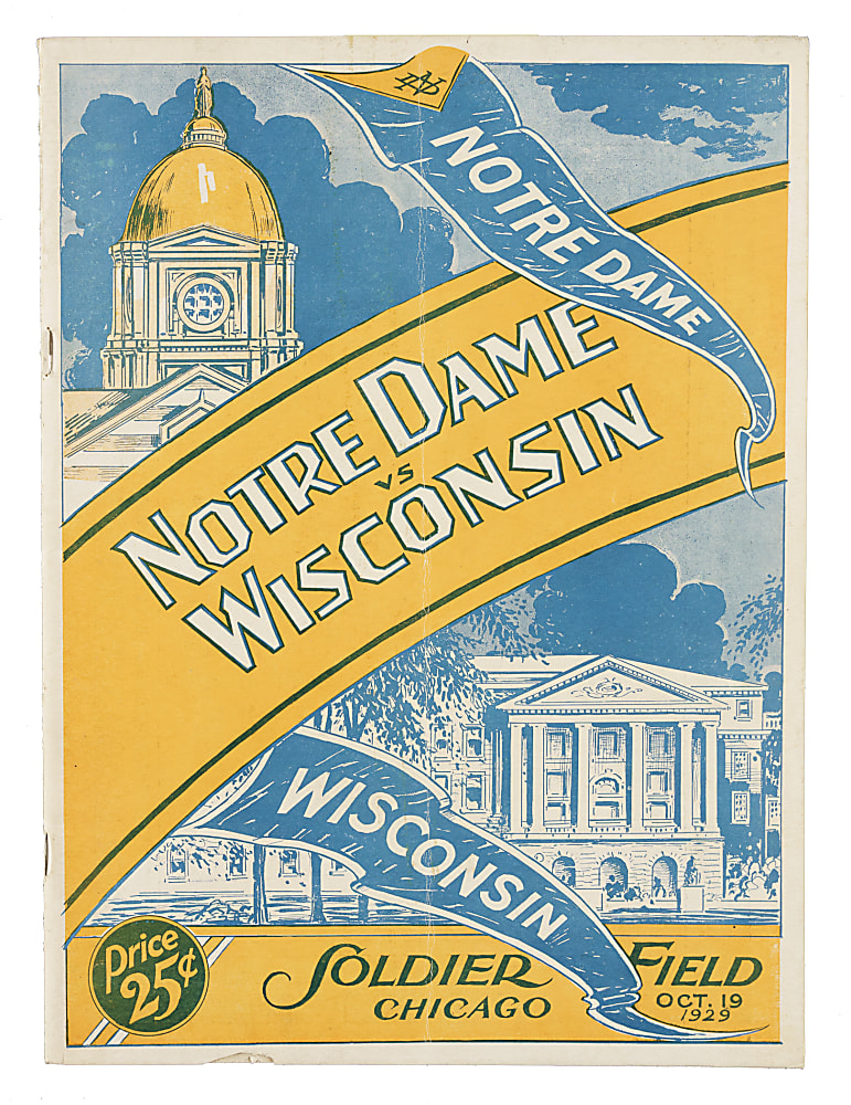 October 19, 1929 Notre Dame Fighting Irish (vs Wisconsin Badgers) Football Program - Coach Knute Rockne