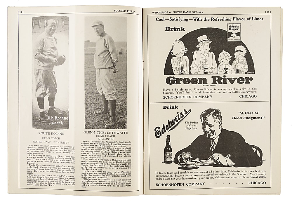 October 19, 1929 Notre Dame Fighting Irish (vs Wisconsin Badgers) Football Program - Coach Knute Rockne
