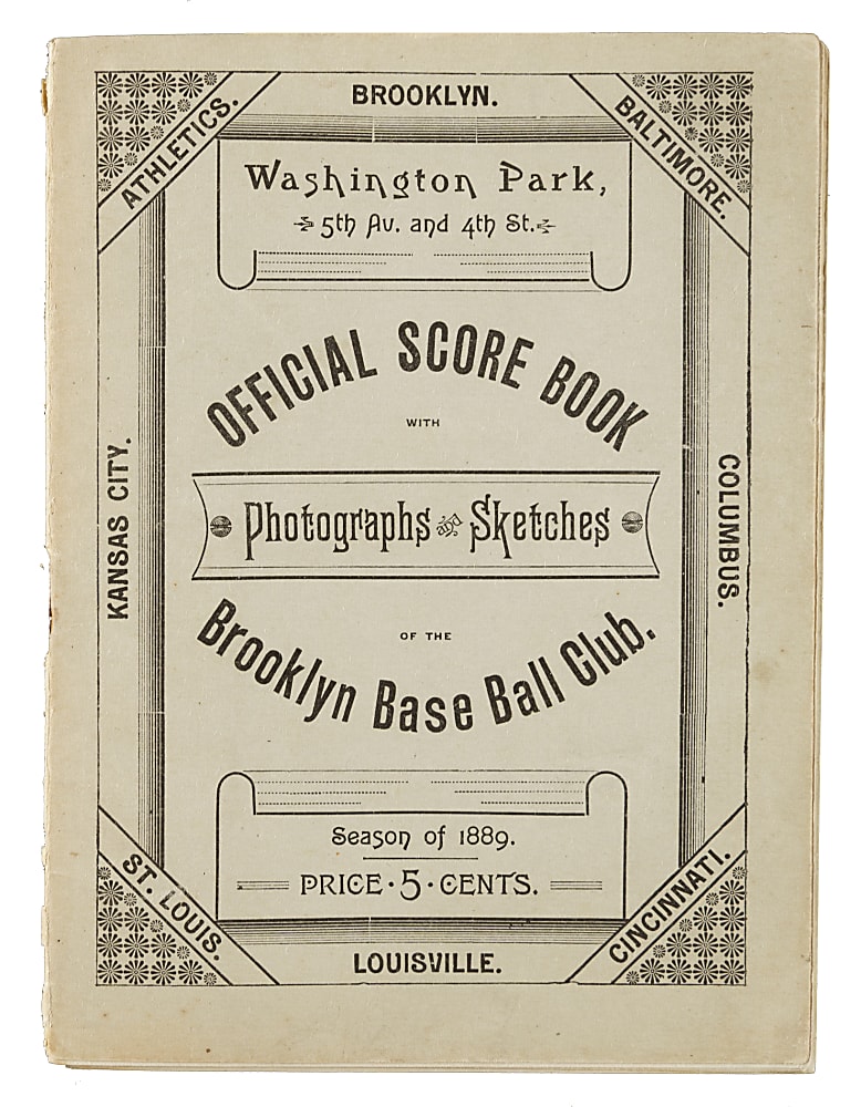 September 2, 1889 Brooklyn Bridgegrooms (vs. Cincinnati Red Stockings) Yearbook-Style Program with Nicol, McPhee, Caruthers, and Foutz