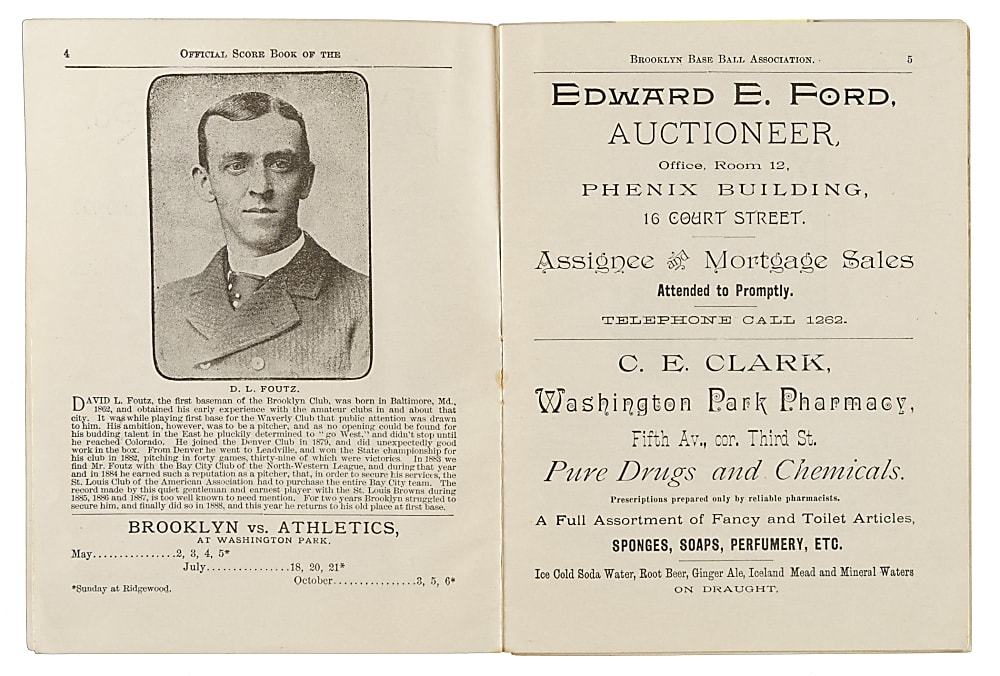September 2, 1889 Brooklyn Bridgegrooms (vs. Cincinnati Red Stockings) Yearbook-Style Program with Nicol, McPhee, Caruthers, and Foutz