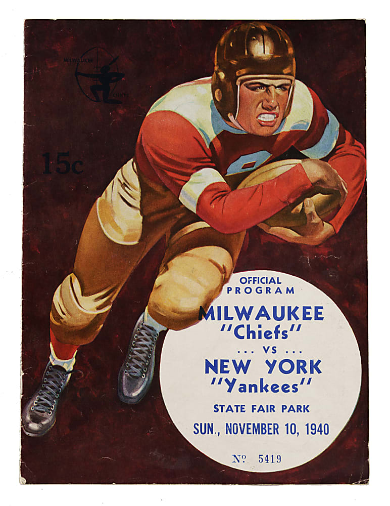 November 10, 1940 Milwaukee Chiefs (vs. New York Yankees) Program