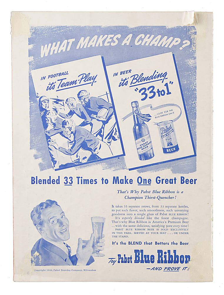 November 10, 1940 Milwaukee Chiefs (vs. New York Yankees) Program