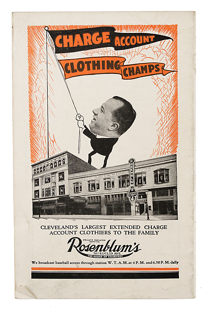 July 21, 1929 Cleveland Indians (vs. New York Yankees) Program with Lou Gehrig, Babe Ruth, and Bill Dickey