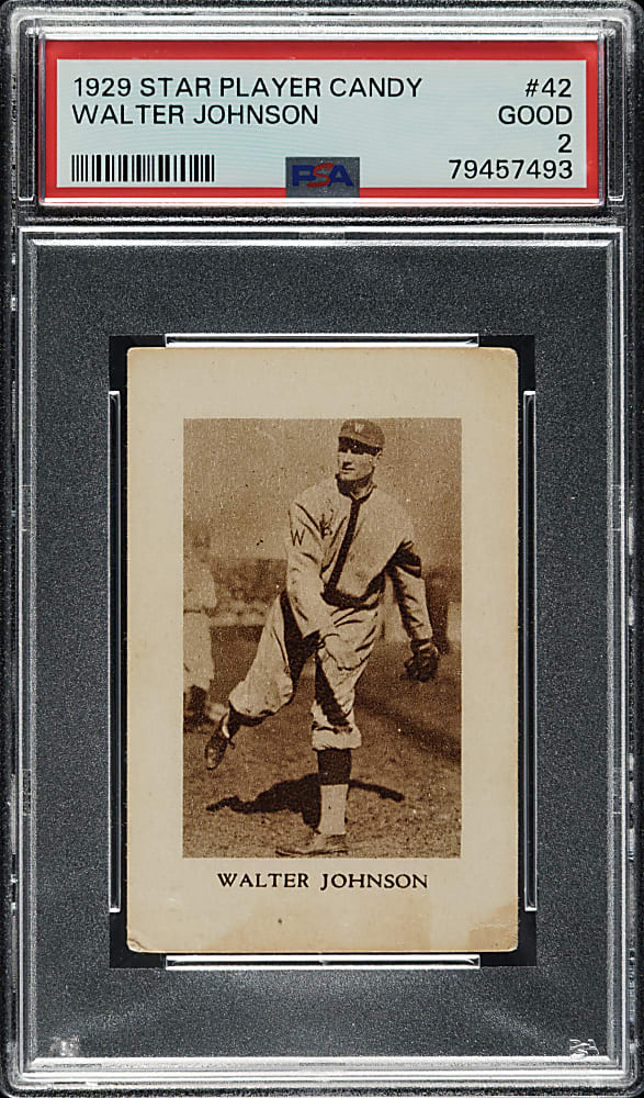 1929 Star Player Candy #42 Walter Johnson PSA GOOD 2 - The ONLY Graded Example!
