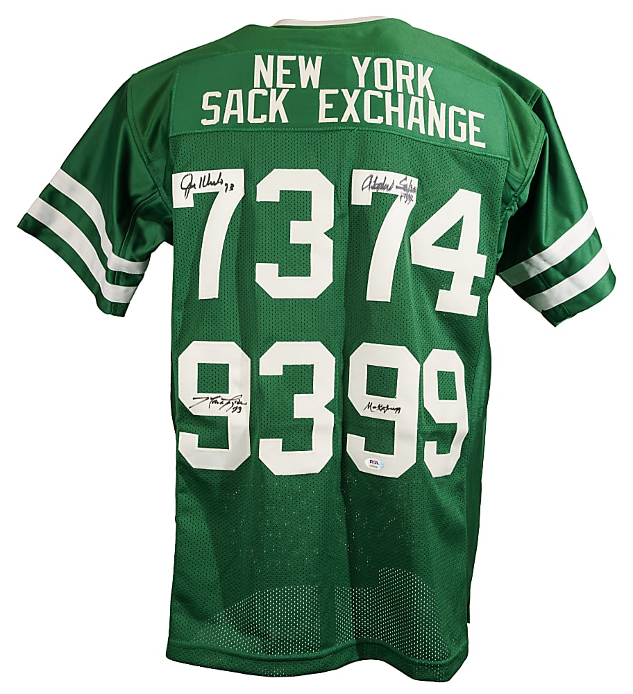 New York Jets Sack Exchange Signed Jersey with Klecko, Gastineau, Lyons, and Salaam - PSA/DNA
