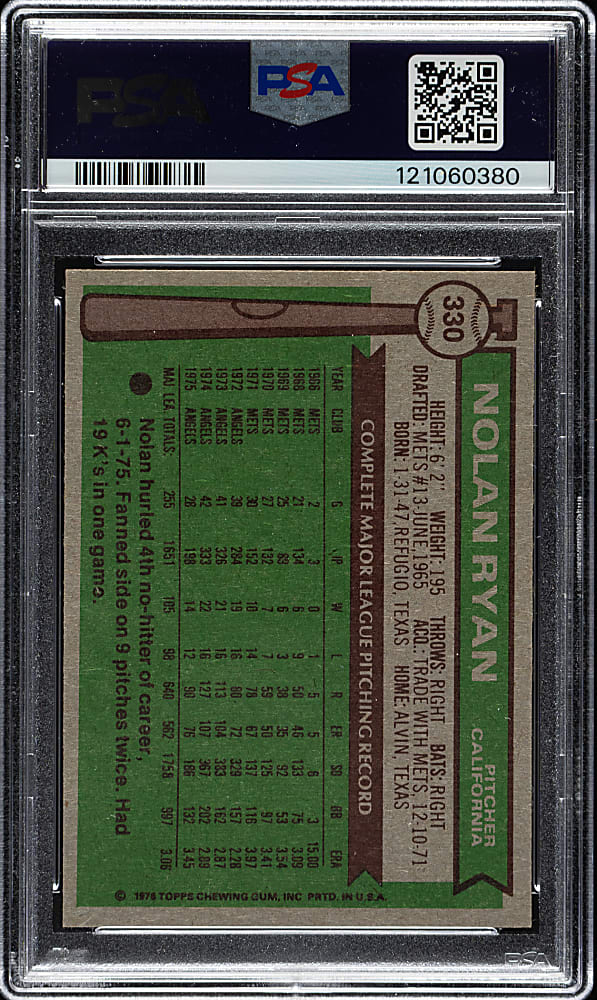 1976 Topps #330 Nolan Ryan PSA NM-MT 8