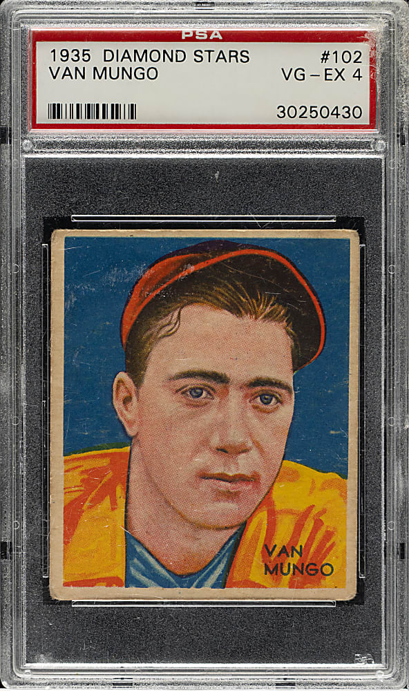 1934-1936 R327 Diamond Stars #102 Van Mungo High Number PSA VG-EX 4